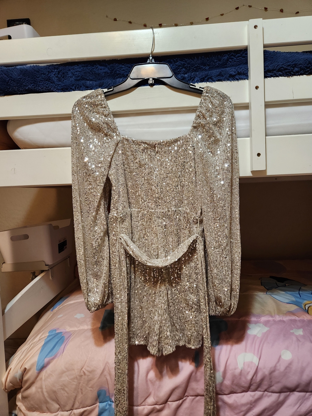 Petal & Pup - Nude - Bella long sleeve sequin romper - Picture 4 of 6